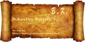 Bukovits Kornél névjegykártya